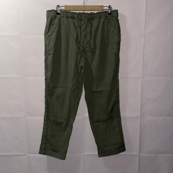 Sonoma Olive Green Easy Paper Bag Waist Capri Pants women’s size Large - Picture 1 of 7